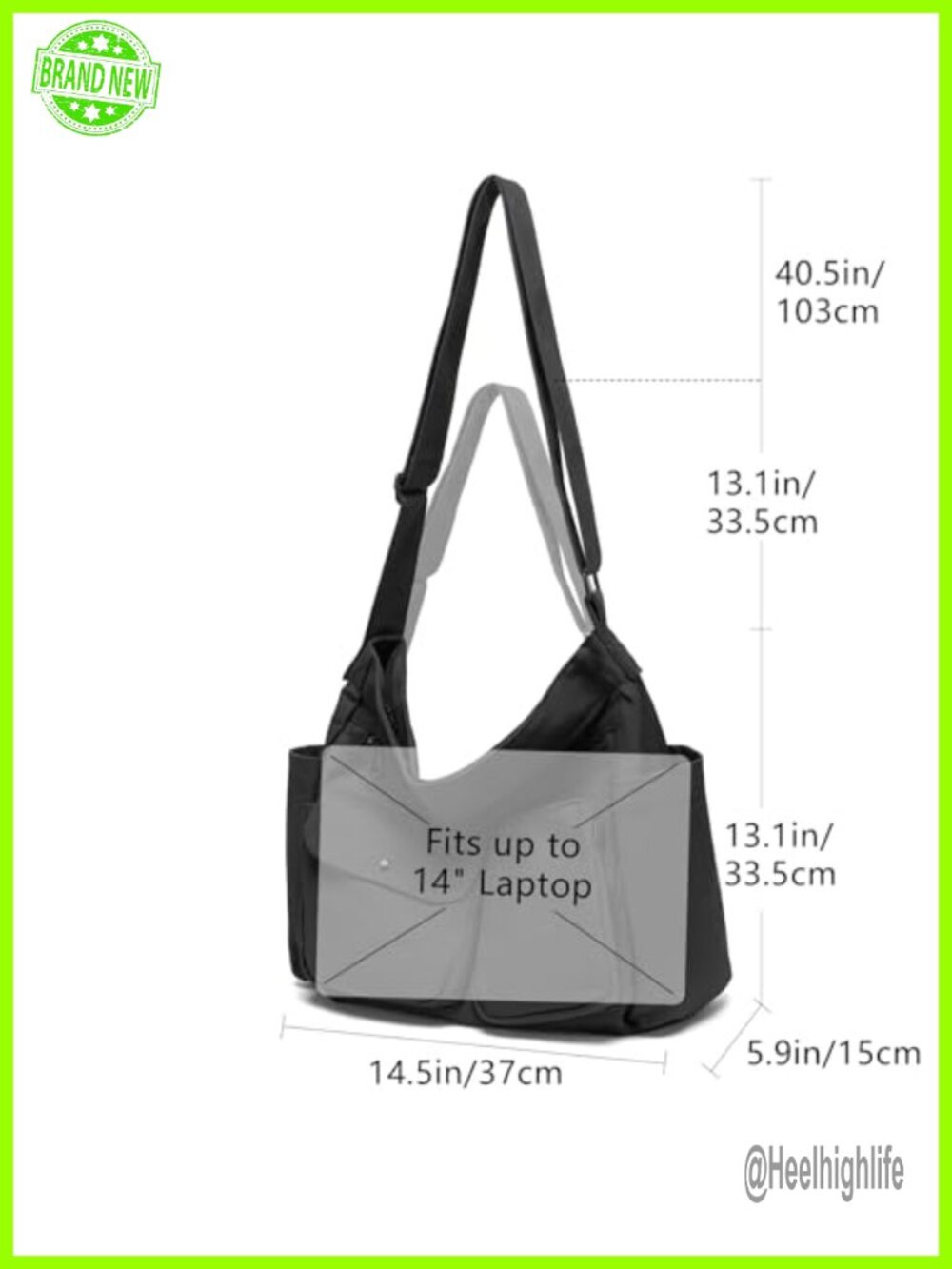 Large Canvas Tote Crossbody Hobo Shoulder Bag Laptop Work Travel - Picture 5 of 5